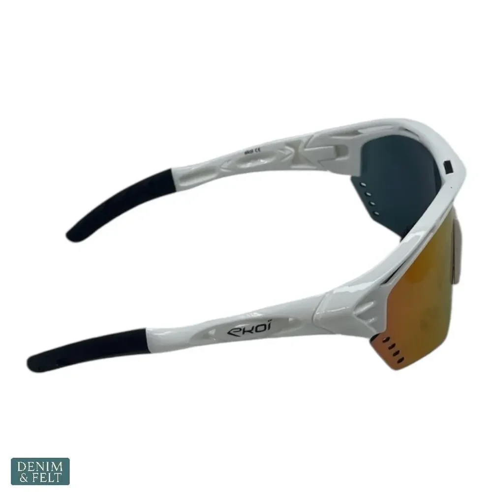 NEW EKOI‎ Persoevo4 White Revo Red Cycling Sunglasses Sport Shield Lens Unisex